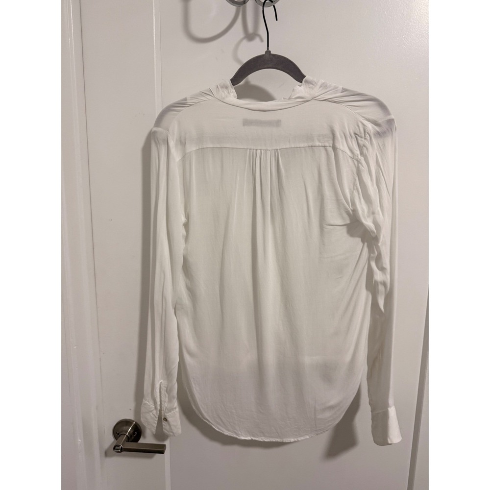 ZARA WOMAN White V Neck Twist Front Long‎ Sleeve Shirt Blouse Top XS - Picture 5 of 9